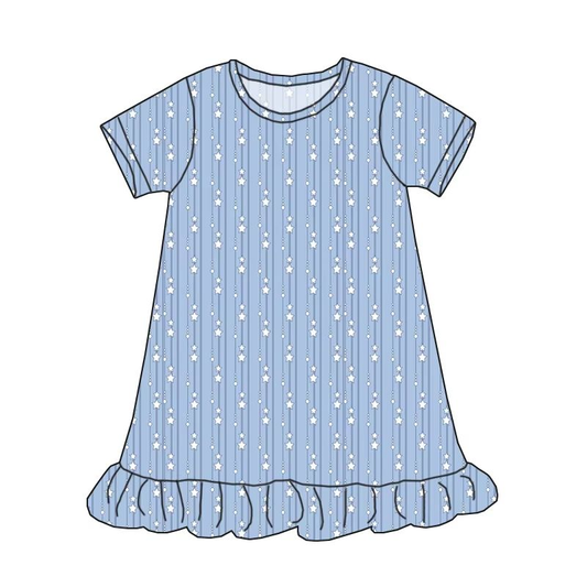 Custom moq 5 each style eta 6-7weeks milk silk baby girls summer blue short sleeves dresses-25.7.26