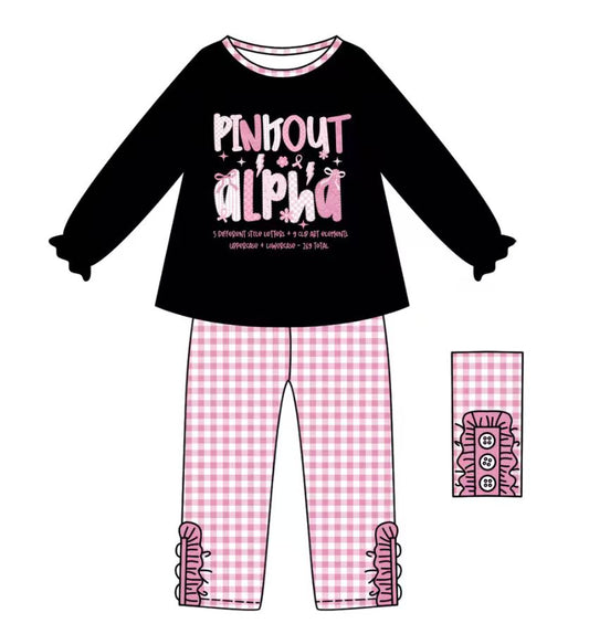 Custom moq 5 mix size eta 6-8weeks baby girl clothes black long sleeve pants set -25.9.11
