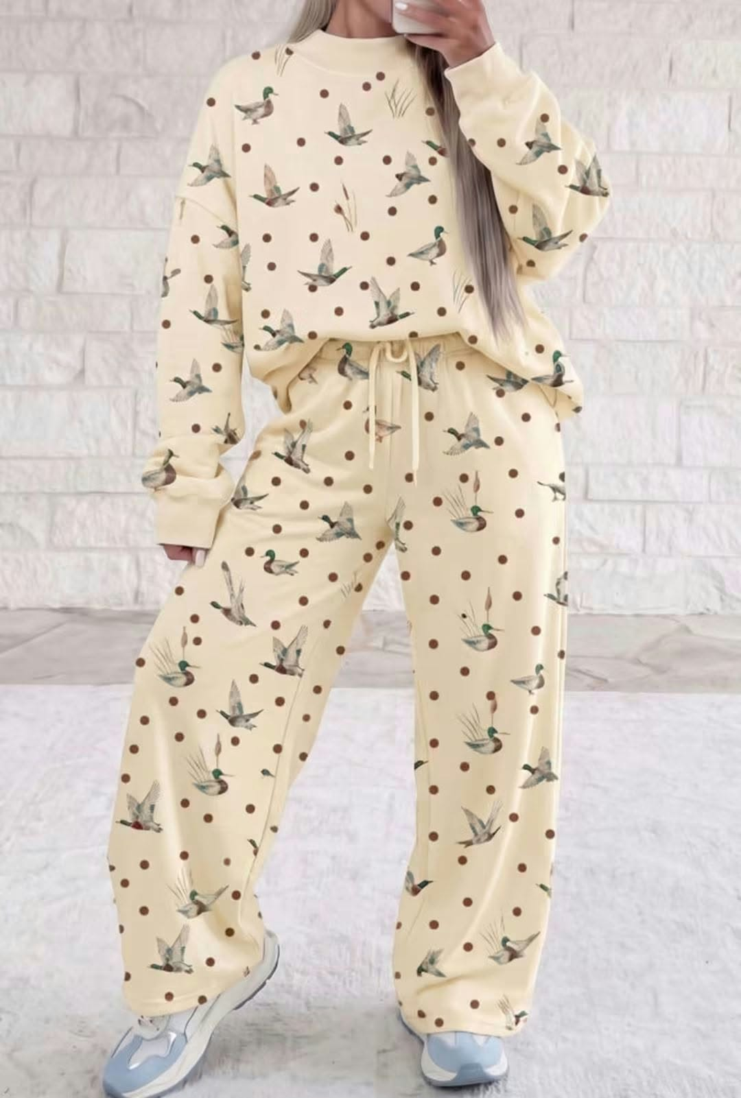 custom moq 5 mix size MYMSWN0101 Adult Long Sleeve Top And Drawstring Wide Leg Pant Loungewear Set
