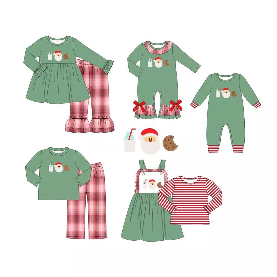 Custom moq 5 each style eta 6-7weeks baby girl clothes Christmas long sleeve pants sets 2 and romper 2 and dress and top-25.7.29