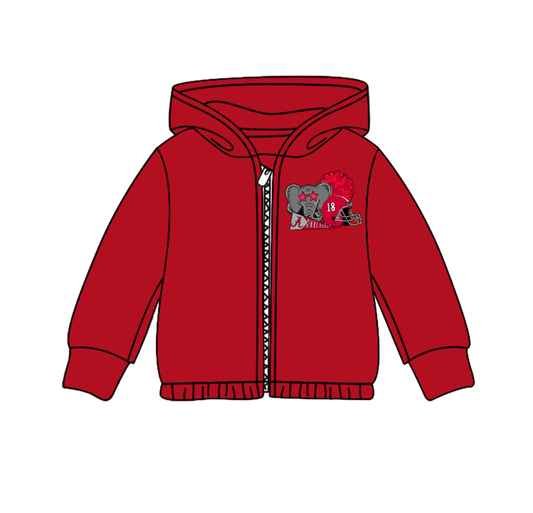 Custom moq 5 mix size milk silk baby girls clothes team red hooded long sleeve top-25.8.4