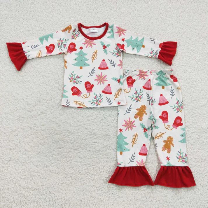 RTS NO MOQ Sibling Baby girls clothes Christmas long-sleeved trousers suit & rompers