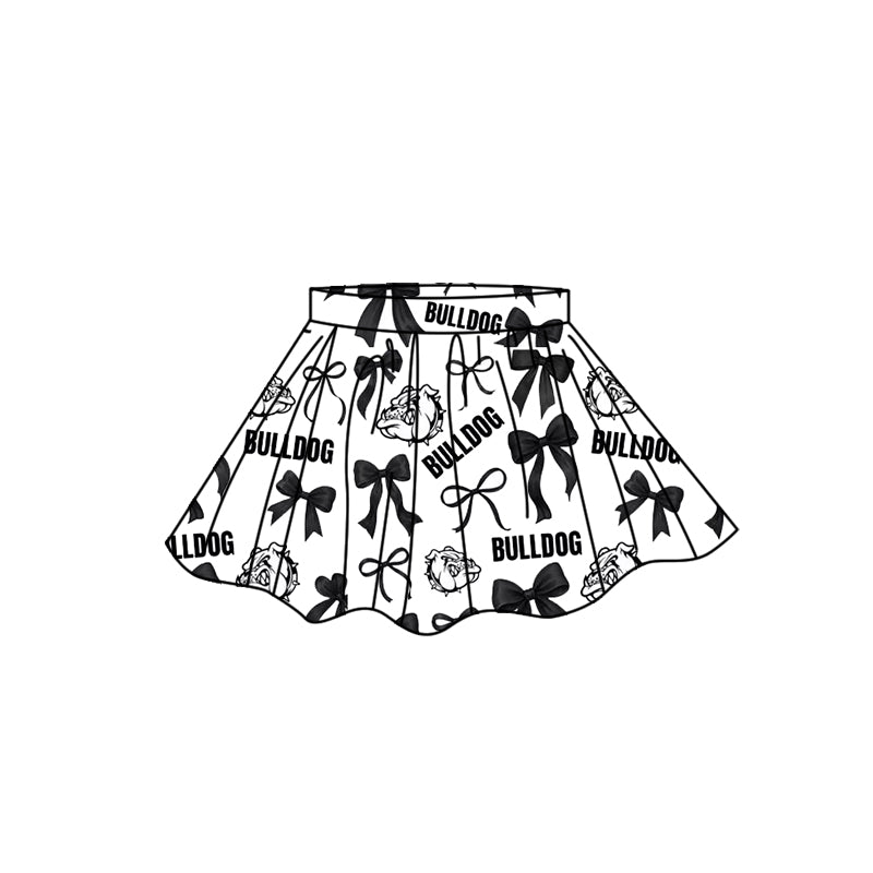 custom moq 5 mix size AASD0503 Adult And Kids Team Black Bow Print Skirt Shorts Bottom