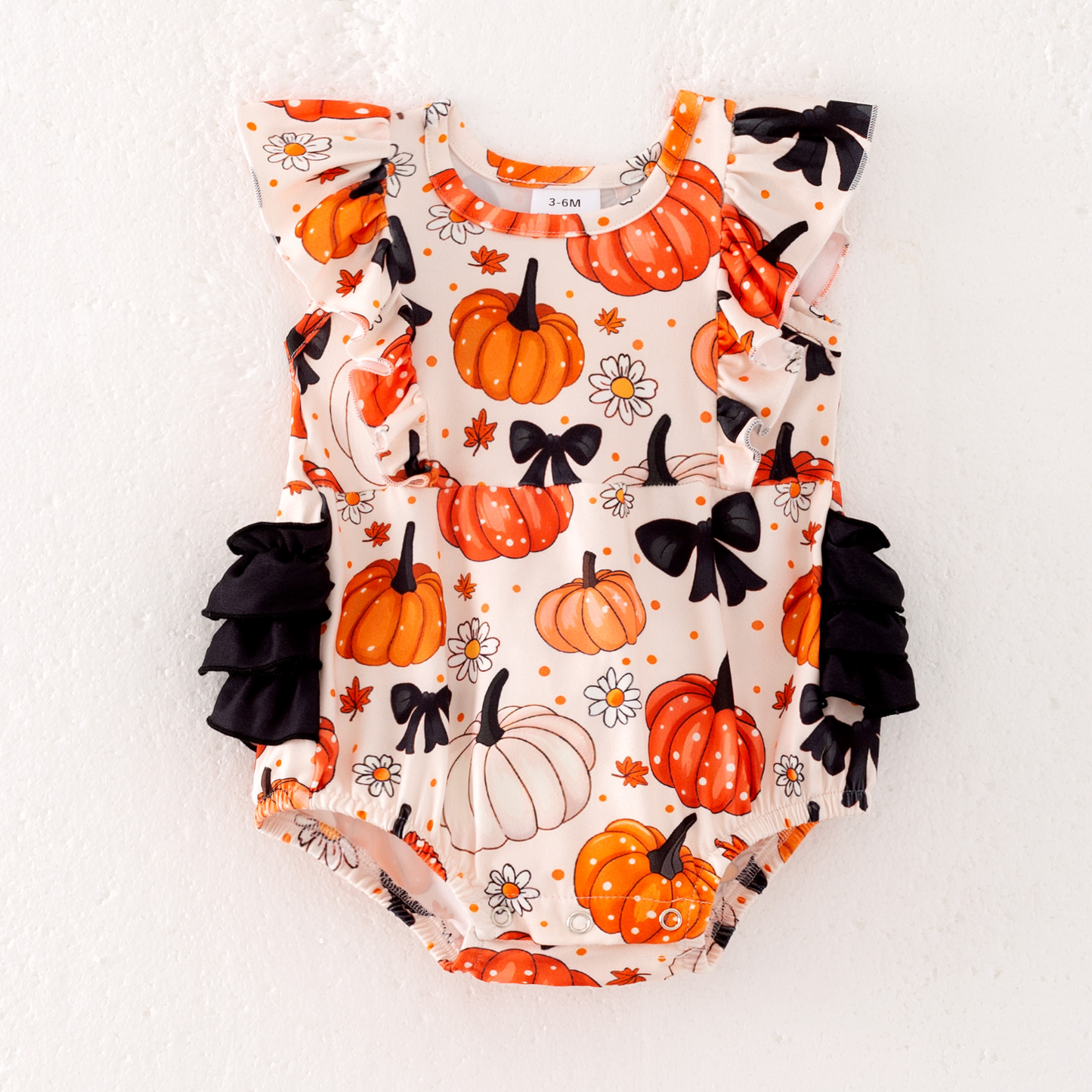 Custom moq 5 each style eta 6-7weeks baby girl Halloween pumpkin bow short sleeve pants set and romper