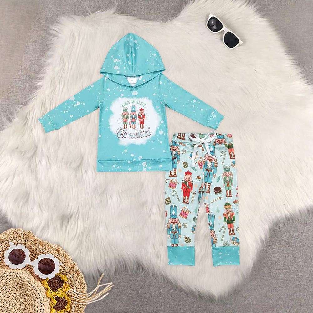 RTS NO MOQ baby boy clothes Christmas hooded long sleeve Clothes Sets