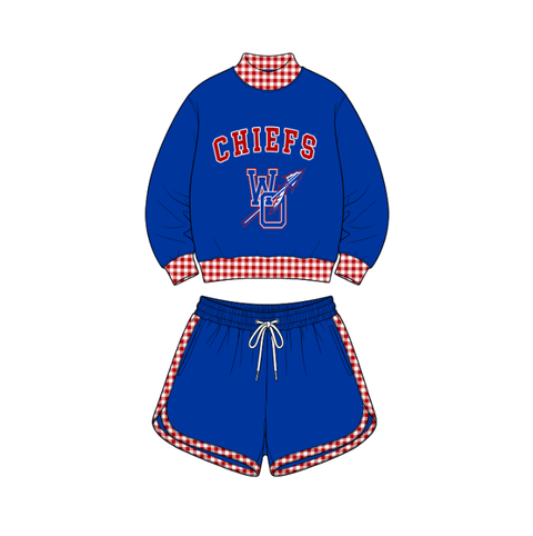 custom moq 5 mix size BYKYSR02 Baby Kids Cute Blue Long Sleeve Top Pants Team Clothes Set Jumpsuits