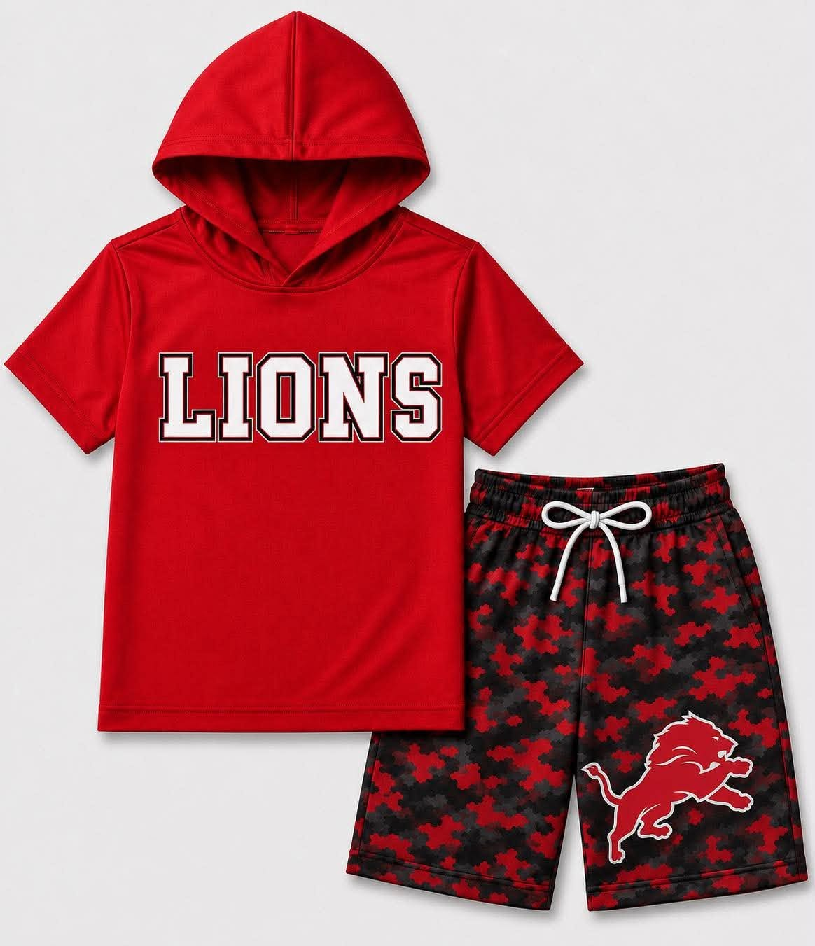 custom moq 5 mix size BAMA03 Baby Kids Short Sleeve Hooded Top Camouflage Shorts Two Piece Casual Outfit