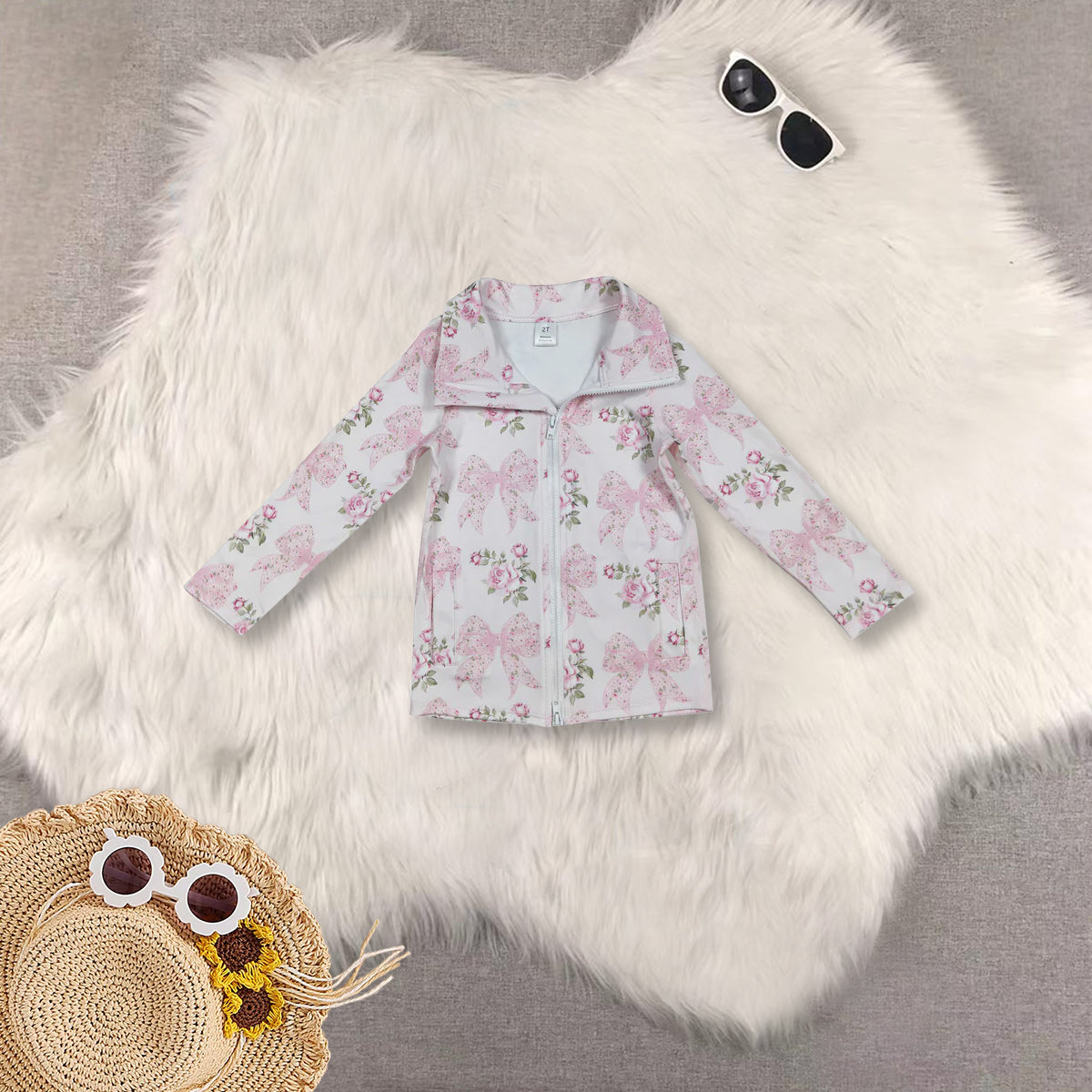 RTS Sibling baby girl clothes yoga bow floral hooded long Sleeve tops