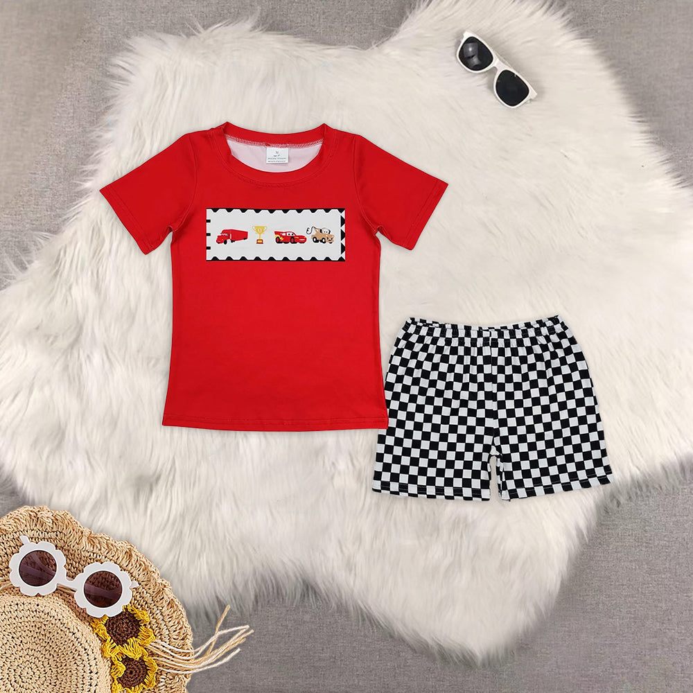 RTS NO MOQ Baby boy clothes car short Sleeve shorts Suit