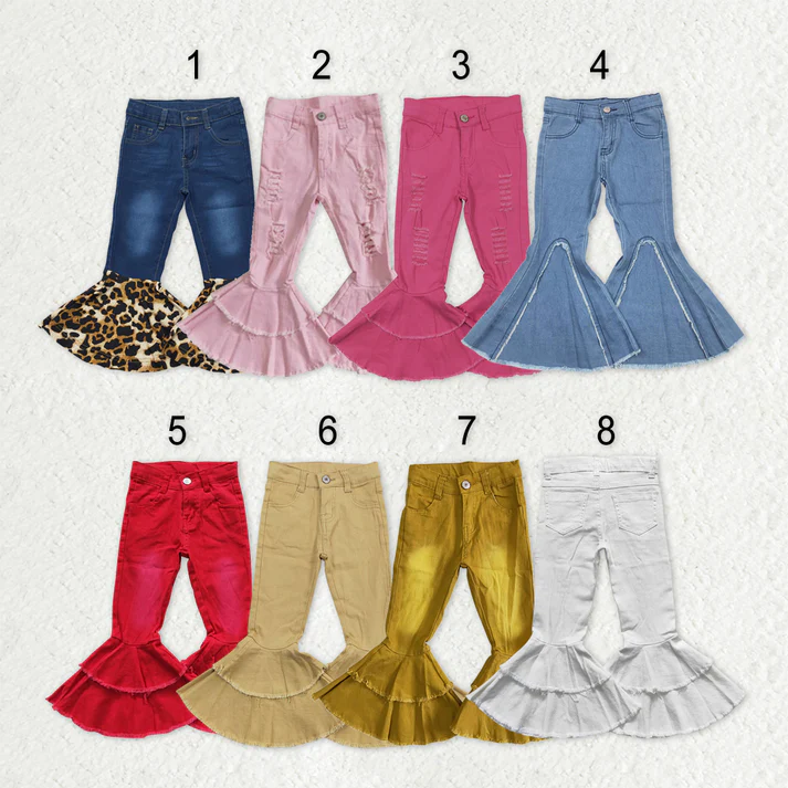 RTS NO MOQ Sibling Baby Girls Clothes Jeans: Flared & Ripped