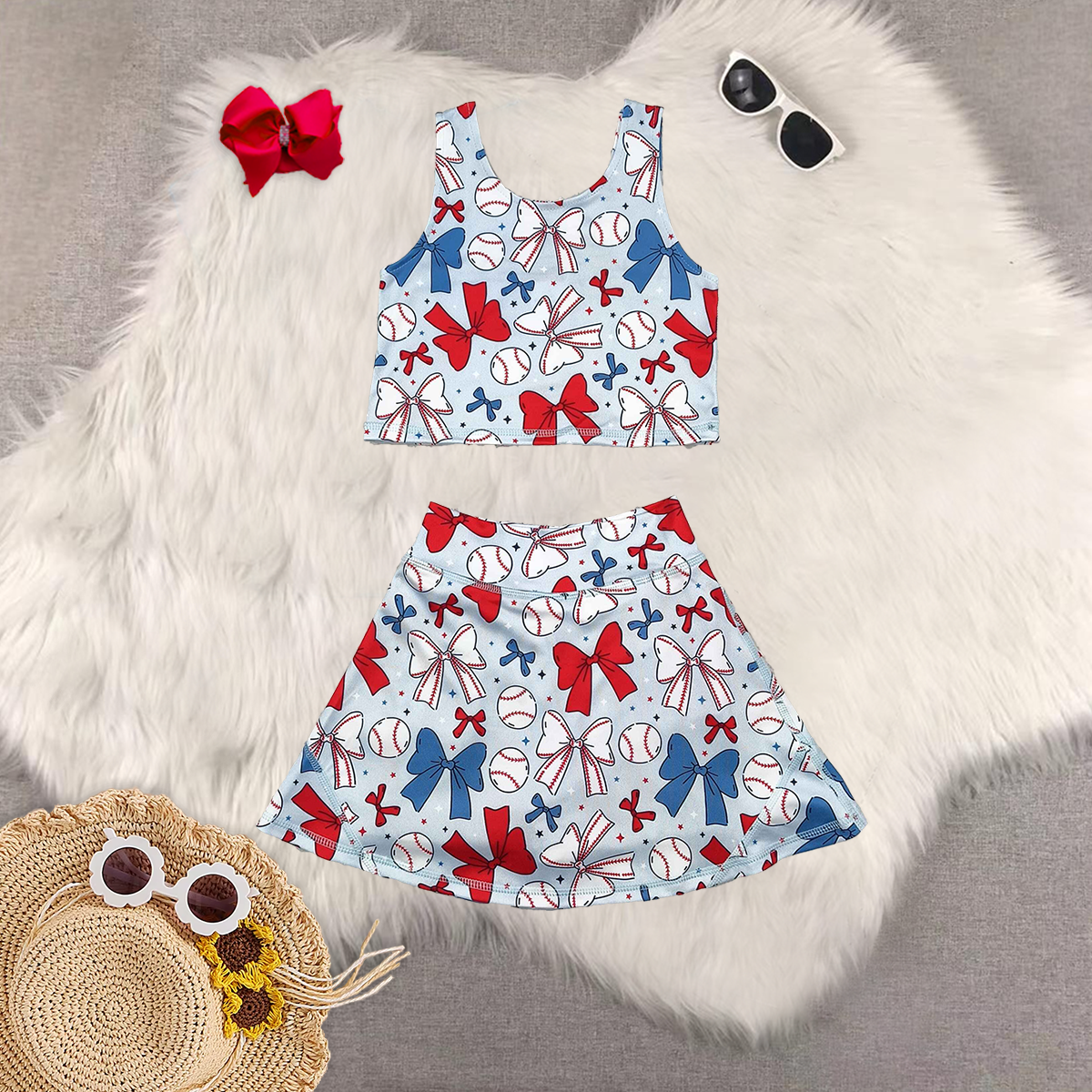 RTS NO MOQ Girls clothes yoga short sleeve Clothes Sets