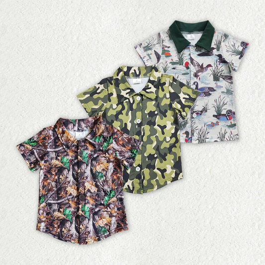 RTS NO MOQ baby boys clothes camouflage duck short-sleeved tops