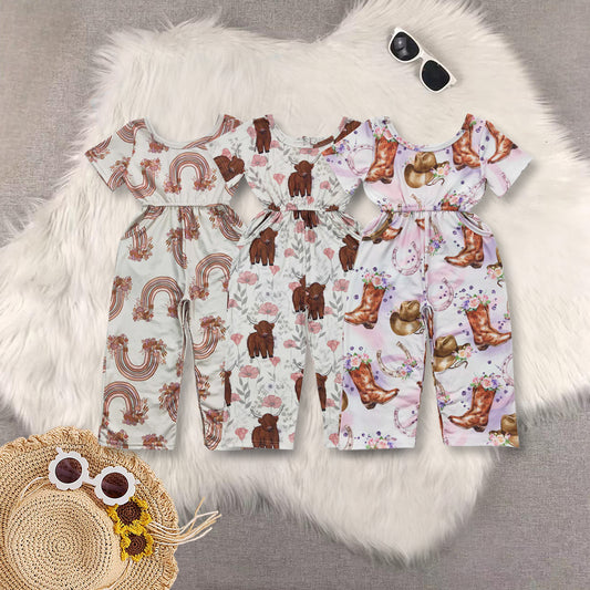 RTS NO MOQ Sibling baby girls clothes boots short-sleeved jumpsuits