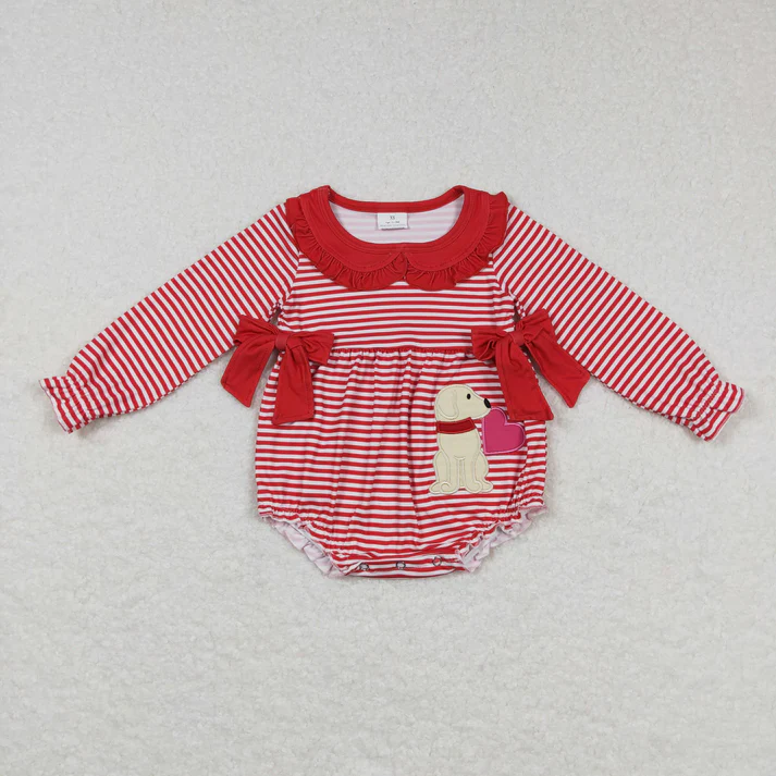 RTS NO MOQ Girls Boys valentine embroidery love Clothes Sets and romper and dress