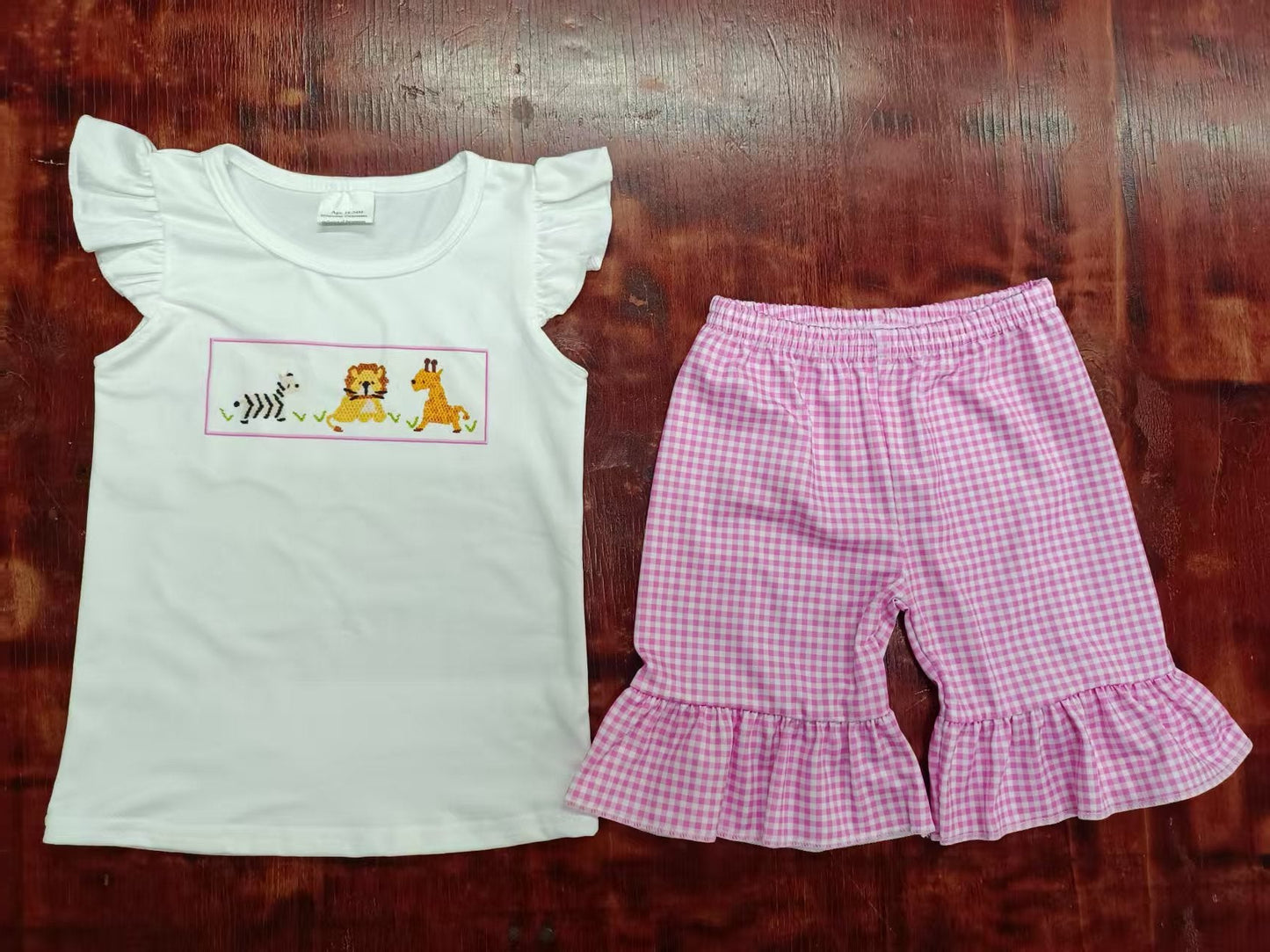 Custom moq 3 eta 6-7weeks baby girls clothes animal flying Sleeve shorts sets-25.5.9