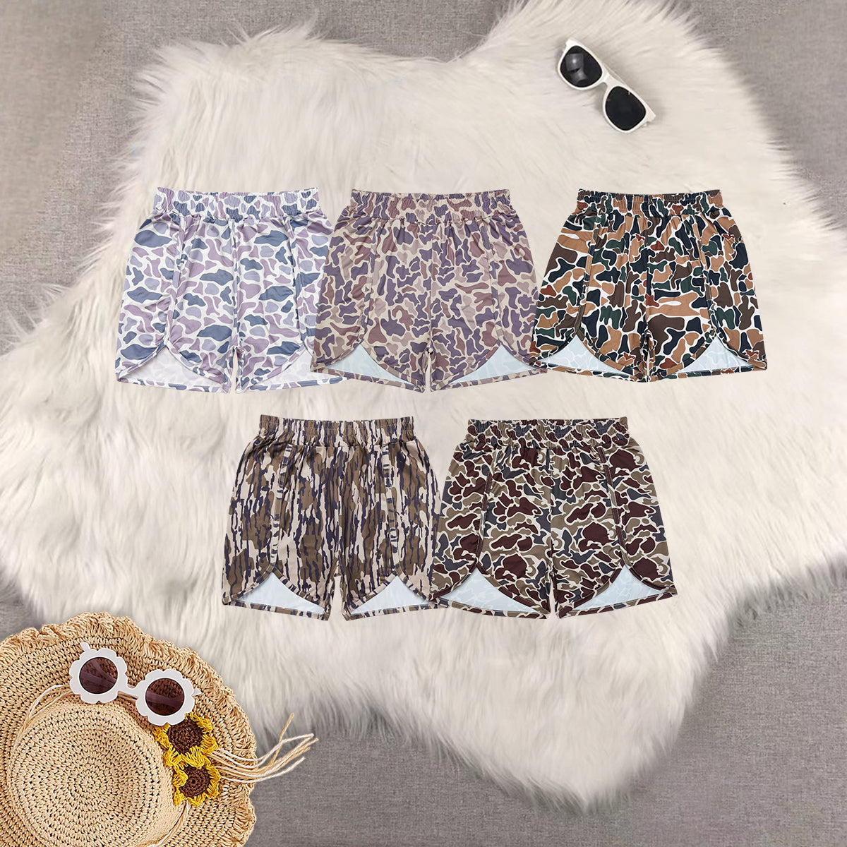 RTS NO MOQ SS0363 SS0362 SS0355 Adult Girls Camouflage Sports Shorts