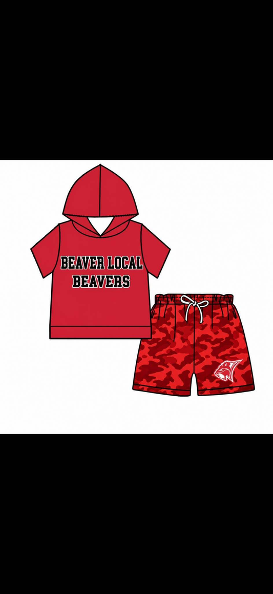 custom moq 5 mix size KABR0104 Baby Kids Short Sleeve Hooded Top Camo Shorts Team Clothes Set