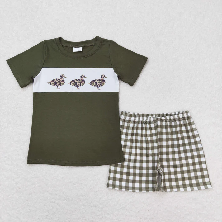 Baby Girls Leopard Duck Sibling Summer Shorts Outfits Clothes Sets