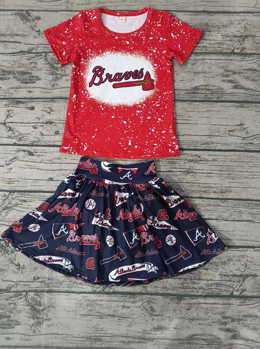 custom moq 5 eta 5weeks summer team braver baby girls clothes red short sleeve shorts Set