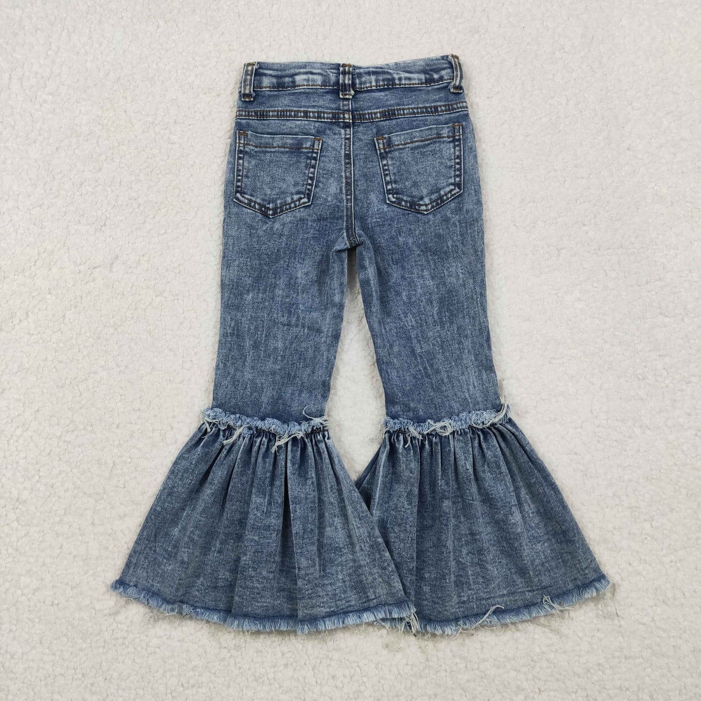 RTS NO MOQ ETA 5/7days Arrived P0676 Bleached raw-edge blue denim trousers
