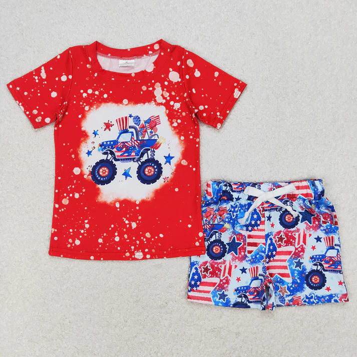 RTS NO MOQ Baby Girls and Boys Summer Short Sleeve Shorts Sets