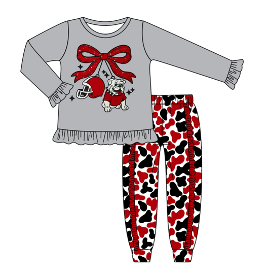 Custom moq 5 mix size milk silk summer team baby boy clothes camouflage bow long sleeve pants sets-25.8.8