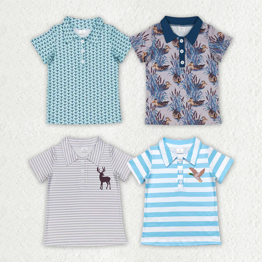 RTS NO MOQ baby boy clothes short-sleeved tops
