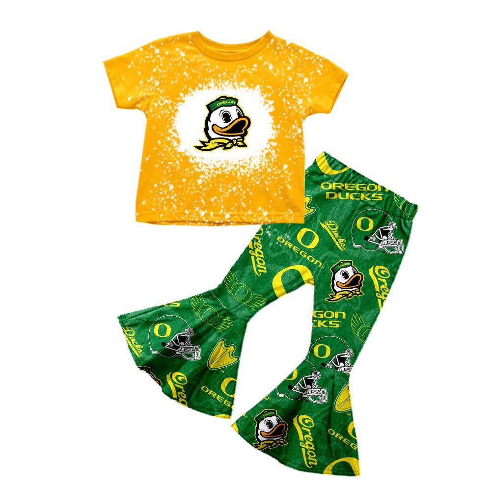 Custom moq 5 mix size milk silk eta 6-8weeks summer team yellow green baby girls clothes team short sleeve pants sets-25.7.15