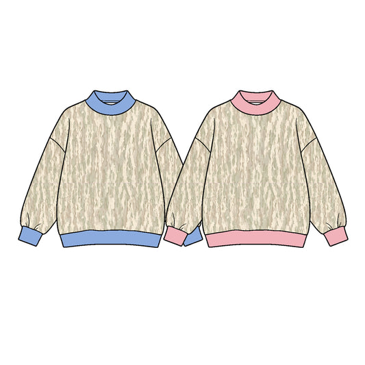 (Preorder new) No moq Yoga Adult Women High Neck Long Sleeve Camo T‑shirts Top Casual Top