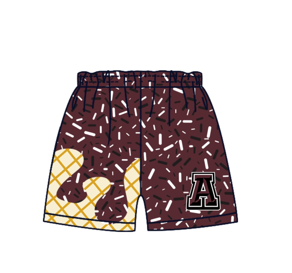 Custom moq 5 mix size baby kids clothing girls clothing A Maroon Ice Cream Summer Girls Clothes