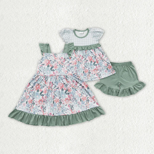 RTS Boys and girls floral Short Sleeve Shorts sets dress