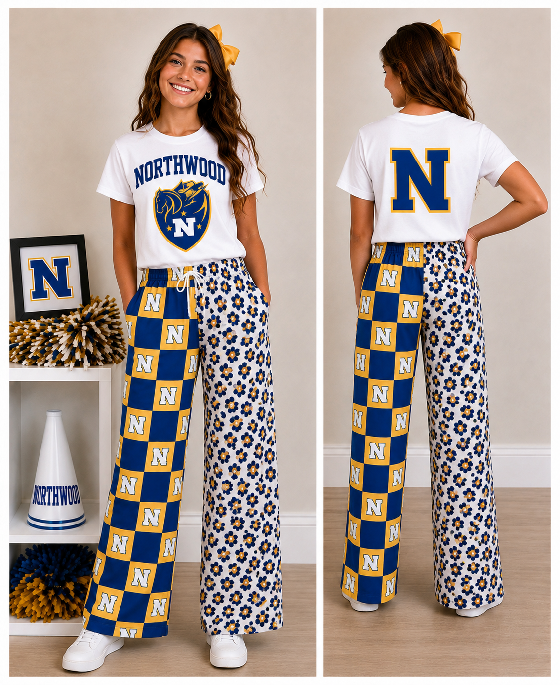 custom moq 5 mix size RLES0104 Adult To Match Kids Team Short Sleeve White Tee And Checked Leopard Wide Leg Pants Set