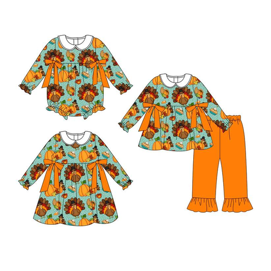 Custom moq 5 each style eta 6-7weeks baby girl clothes turkey long sleeve pants sets and romper and dress -25.8.9