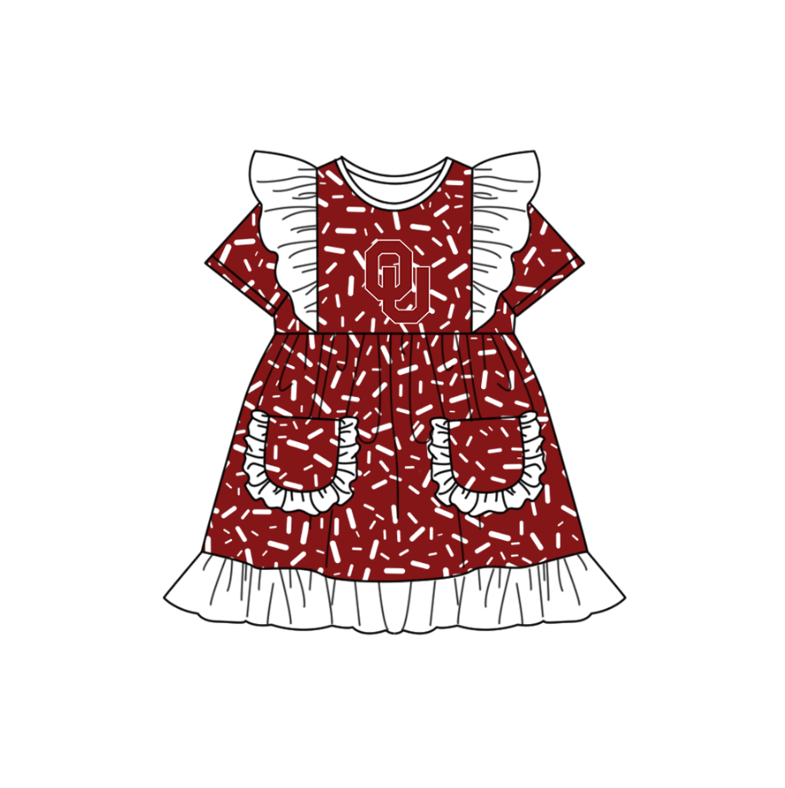 Custom moq 5 mix size milk silk summer teams baby girl clothes dark red short sleeve dress and rompers series