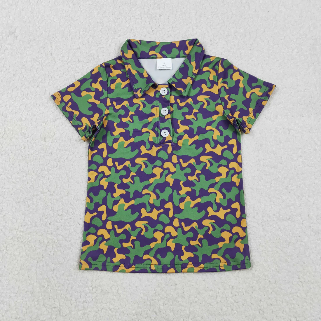 RTS NO MOQ Sibling baby girl clothes mardi gras camouflage Short-Sleeve Tops