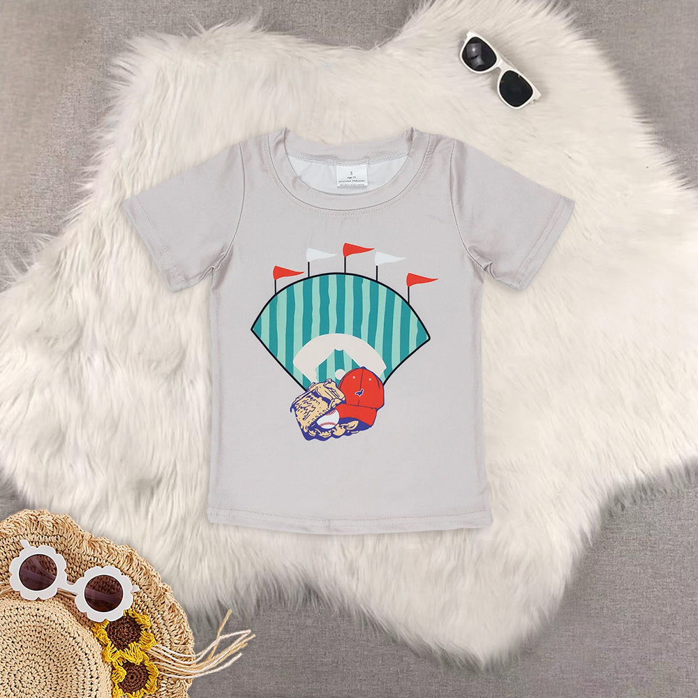 RTS NO MOQ baby boy clothes baseball short-sleeved shorts suit & short-sleeved sets and romper top