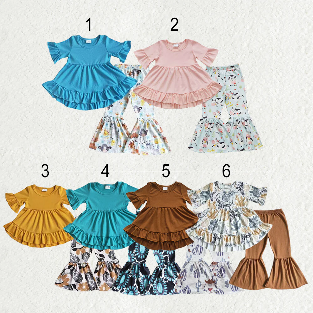 RTS NO MOQ Sibling Baby girls Clothes long-sleeved pants sets