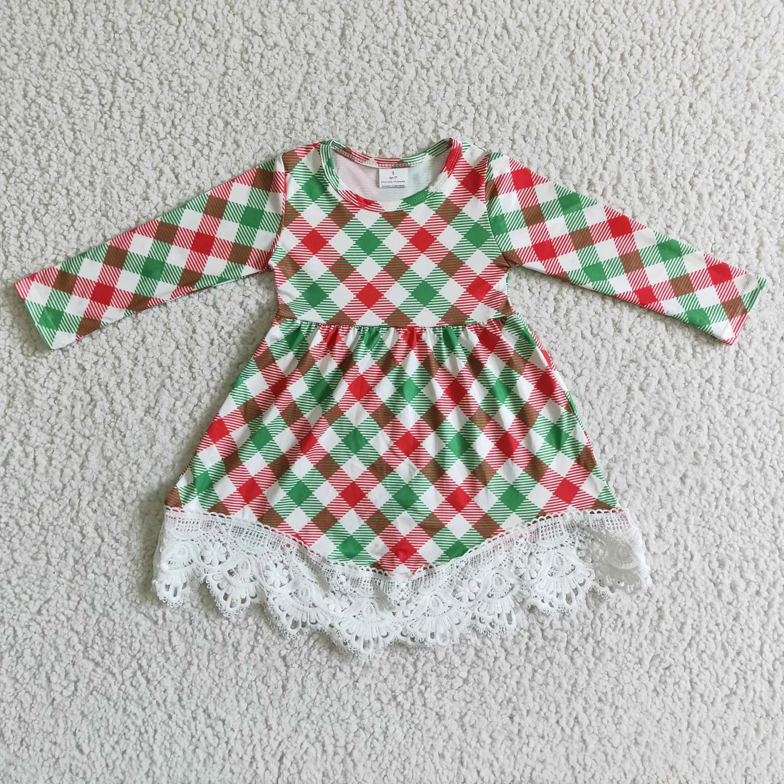 RTS NO MOQ Sibling baby girl clothes plaid long sleeve dresses