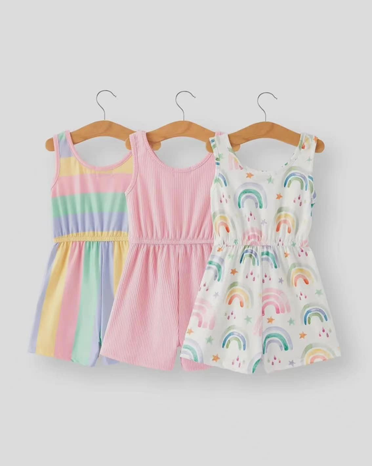 Custom summer baby girls clothes sleeveless jumpsuits 3