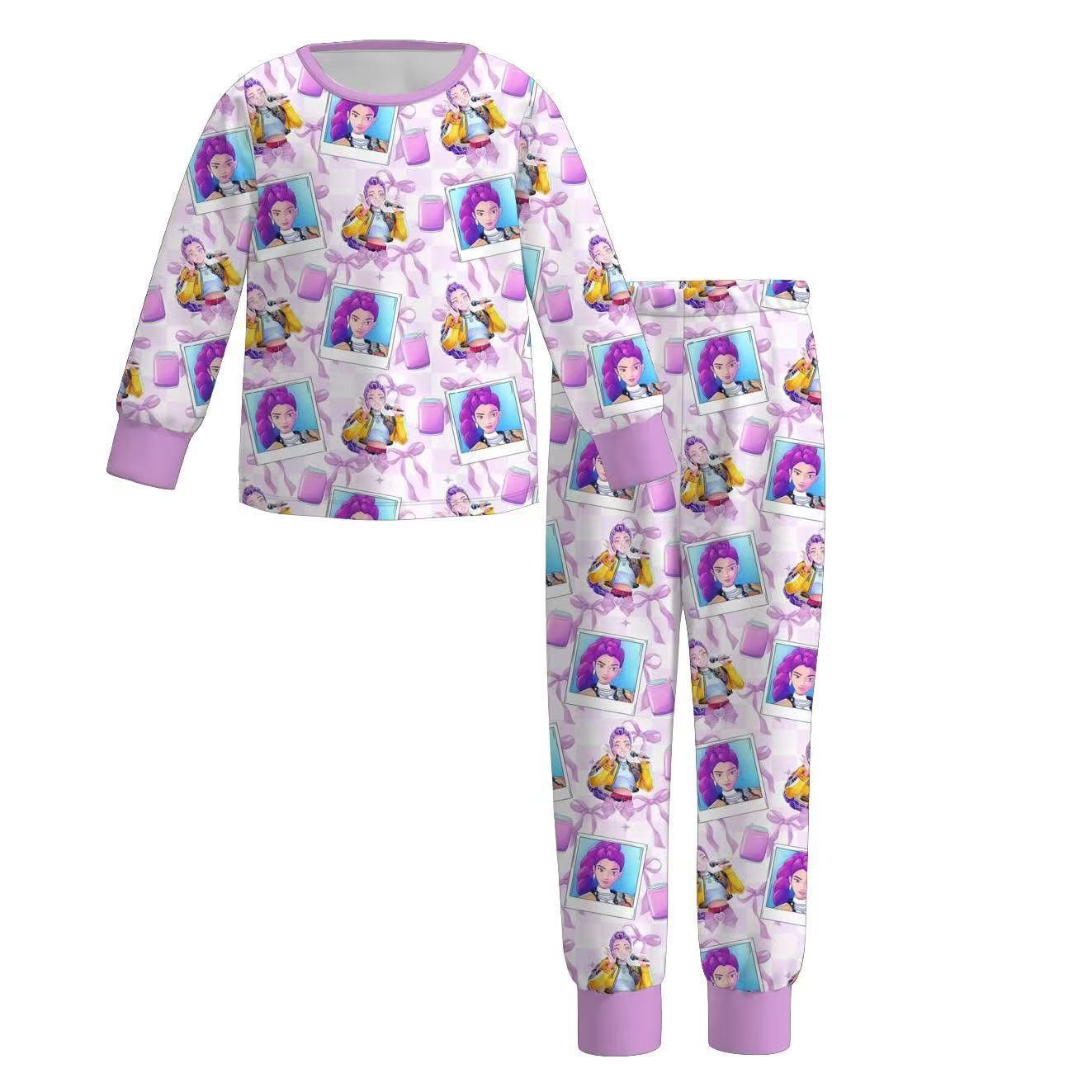 Custom moq 5 mix size milk silk baby girl clothes long sleeve pants sets