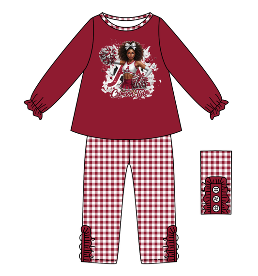 Custom moq 5 mix size milk silk summer teams baby girl clothes dark red long sleeve pants sets-25.9.13