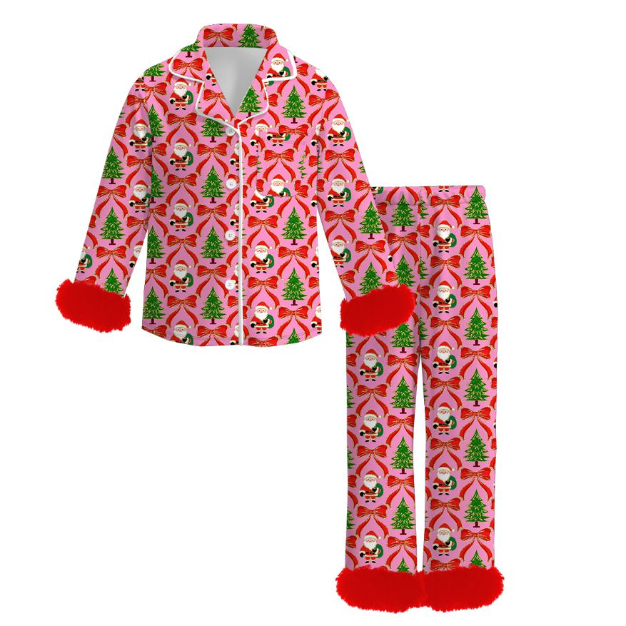 Custom moq 3 eta 7/8week moq 5 eta /4/5week baby girl clothes Christmas long Sleeve pants sets