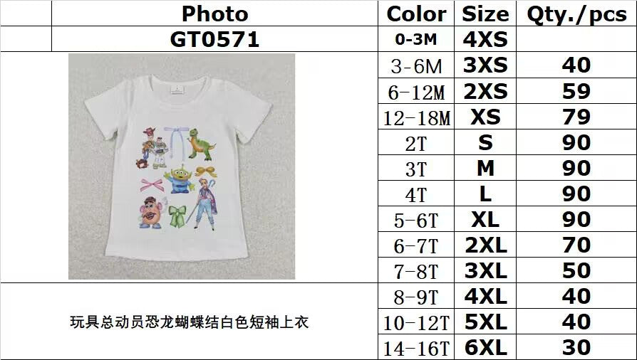Cute Clothes GT0571 Baby Girls White Short Sleeve Shirts Tops