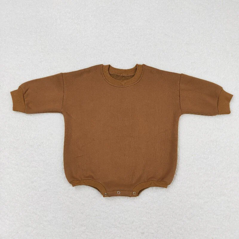 RTS NO MOQ Sibling baby girl boys clothes Fleece-lined long-sleeved bodysuits