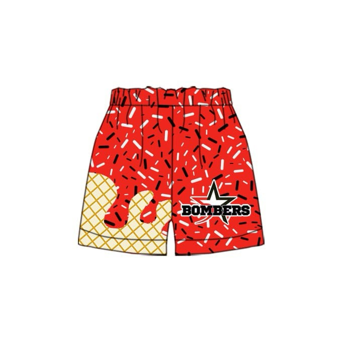 Custom moq 5 baby boys swim shorts Black, white and red beach ice cream shorts