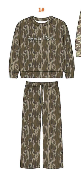 pre order no moq GSMC01 Camouflage Leopard Print Lightweight Sweat  sets without name only blank style