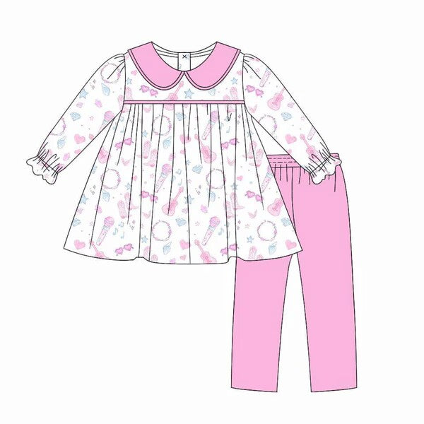Deadline September 8 custom no moq eta 6-8weeks Pink musical instrument doll collar lace cuffs long suit