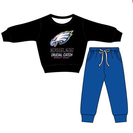 Custom moq 5 mix size milk silk summer teams baby boys clothes black and blue long sleeve pants sets