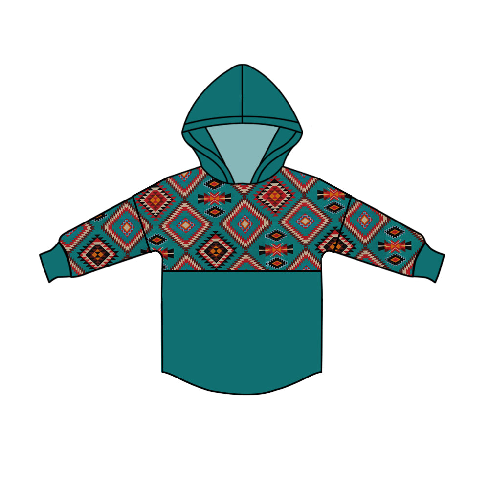 Custom moq 3 eta 6/8weeks moq 5 eta 4/5weeks Sapphire blue hooded long-sleeved top