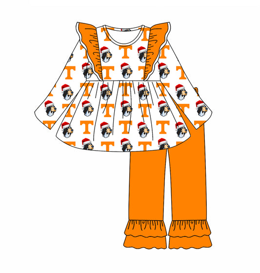 Custom moq 3 tat about 6-8 weeks orange dog Team Sports Girls Long Sleeve Pant Suit